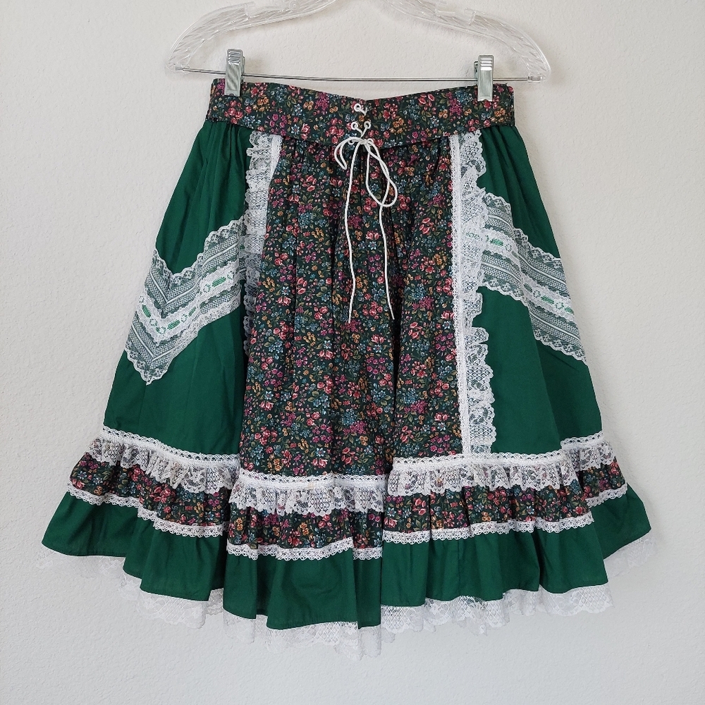 Fun &‎ Fancy Originals Green Floral Squared Dance Skirt Set Size Meduim - Picture 4 of 12